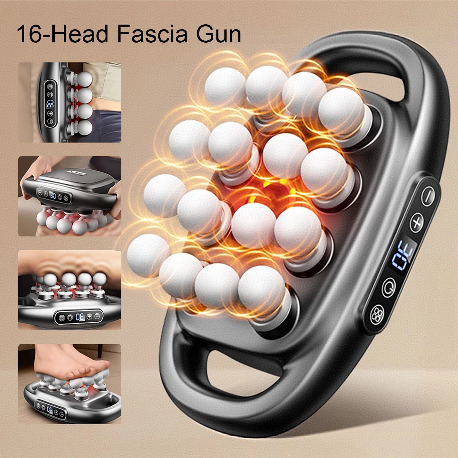 16-headed stripper Body massage gun with high frequency vibration Back and waist massager Muscle massager
