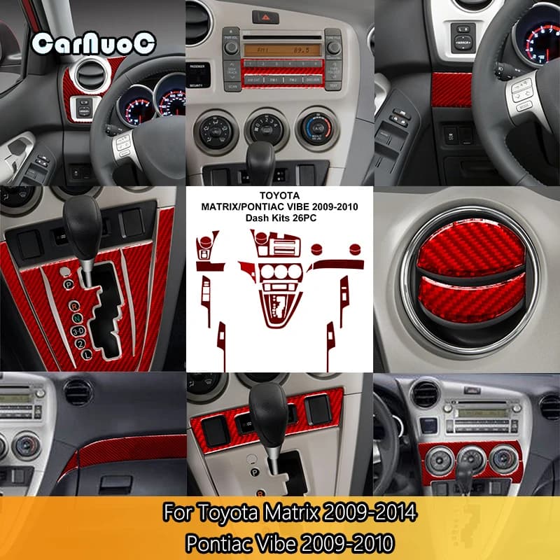 Adesivi interni rossi in fibra di carbonio per Toyota Matrix 2009 2010 2011 2012 2013 2014 Pontiac Vibe 2009 2010 accessori interni