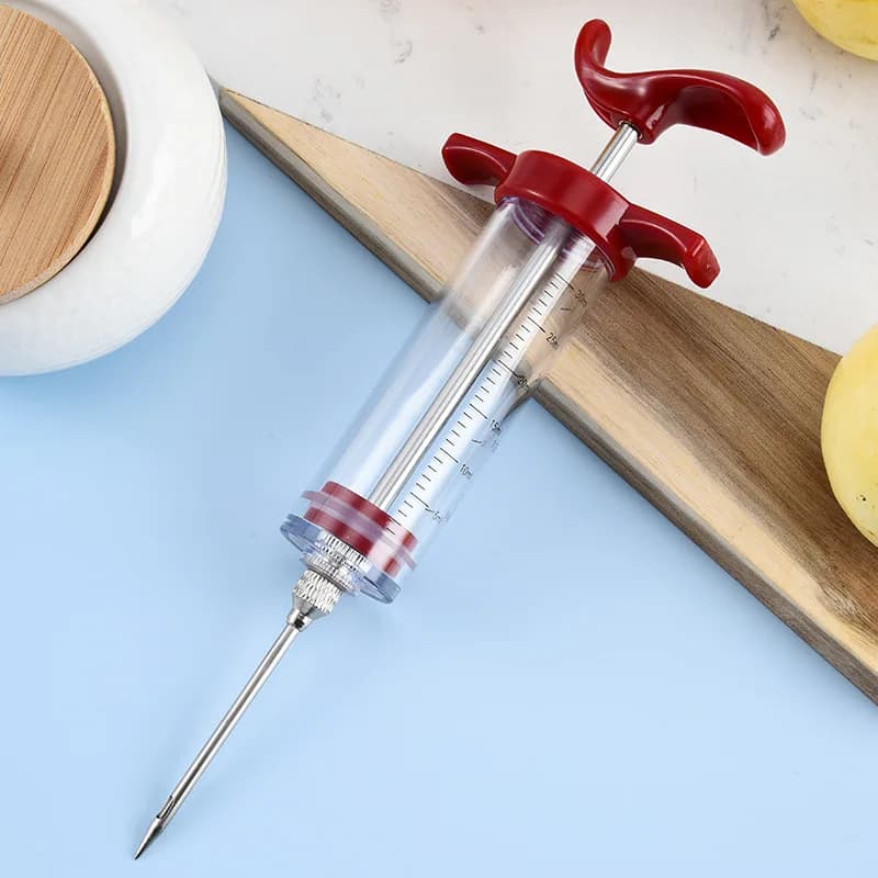 Food Grade PP Stainless Steel Needles Spice Syringe Set 30ml BBQ Meat Flavor Injector Kithen Sauce Marinade Syringe Accessory