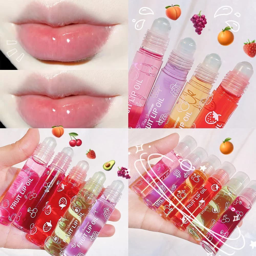 Set of 6 moisturizing lip glossy fruity aqueous effect, transparent lip gel, moisturizing and nourishing lip gloss, woman lip makeup, wholesale