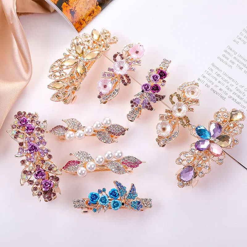 Luxury Rhinestone Hair Clip for Women, Sparkling Crystal Ponytail Clip Fashion Hair Accessory