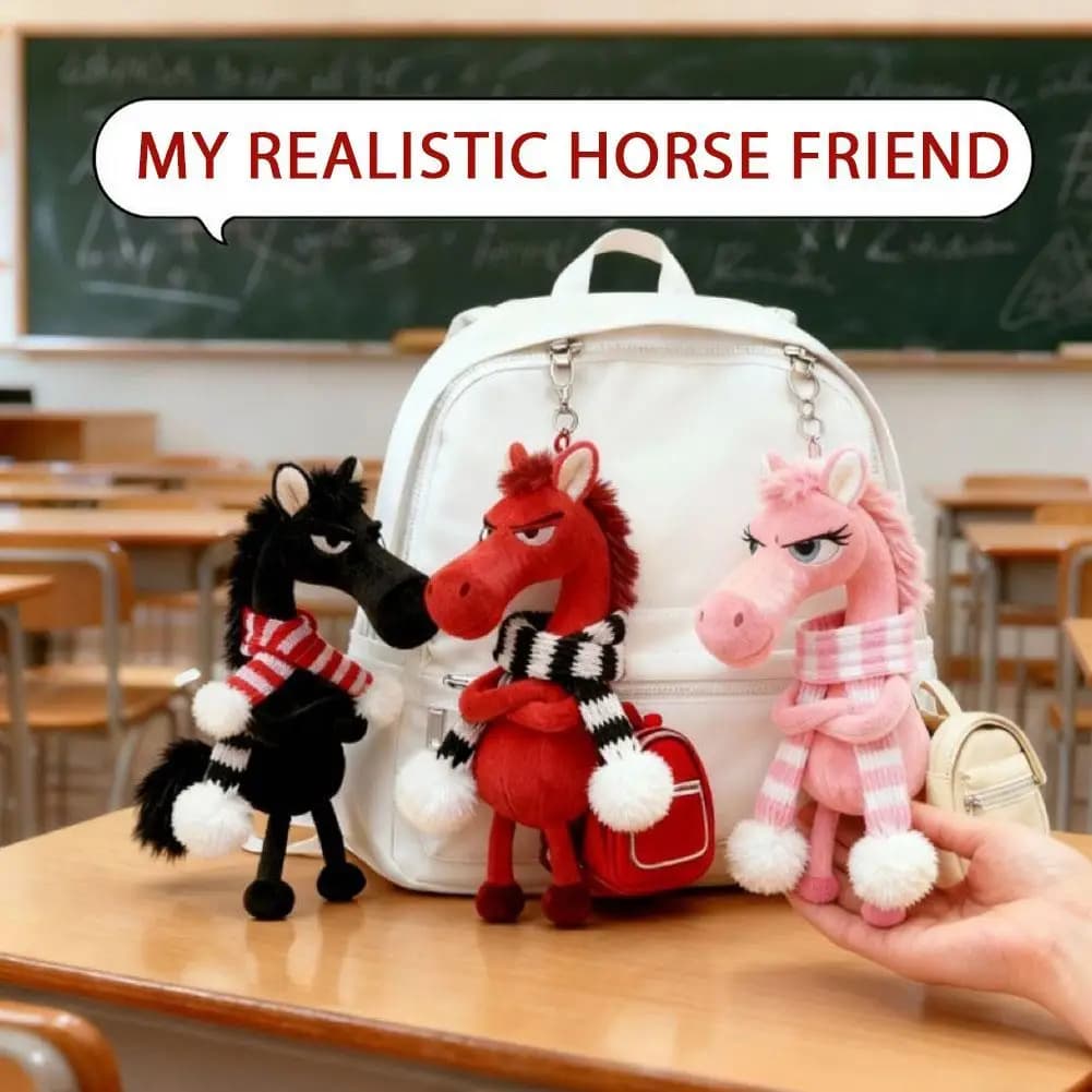 Simpatico portachiavi a forma di cavallo Peluche Arroganza Pony Giocattolo Zaino Ciondolo Decorazione Anno del cavallo Peluche Accessori regalo di Capodanno