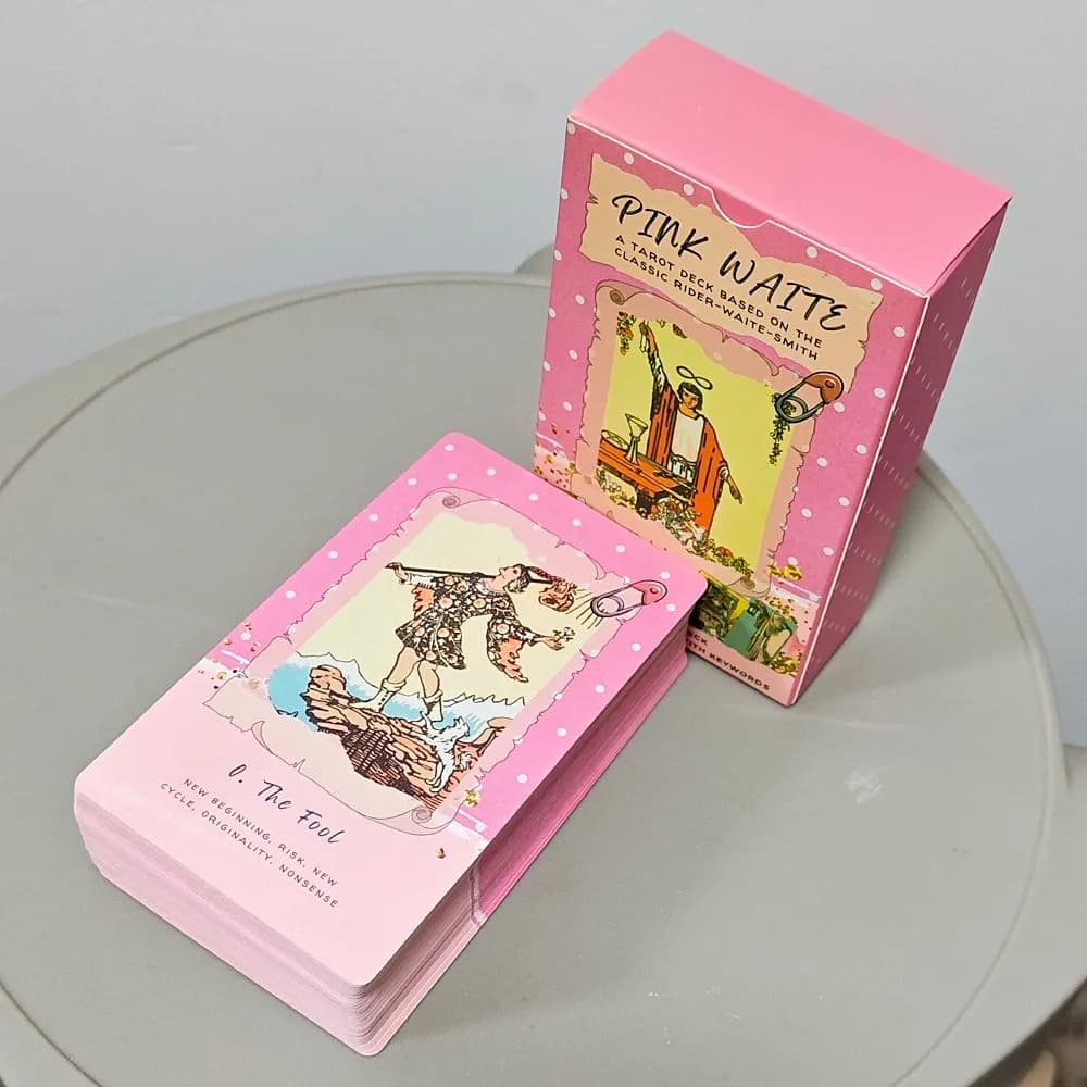 Tarocchi Waite Rosa 12*7cm, Il Mazzo di Tarocchi Collage Rosa Sognante, 78 Carte Estetiche Kawaii con Significati, Doppio Rilievo