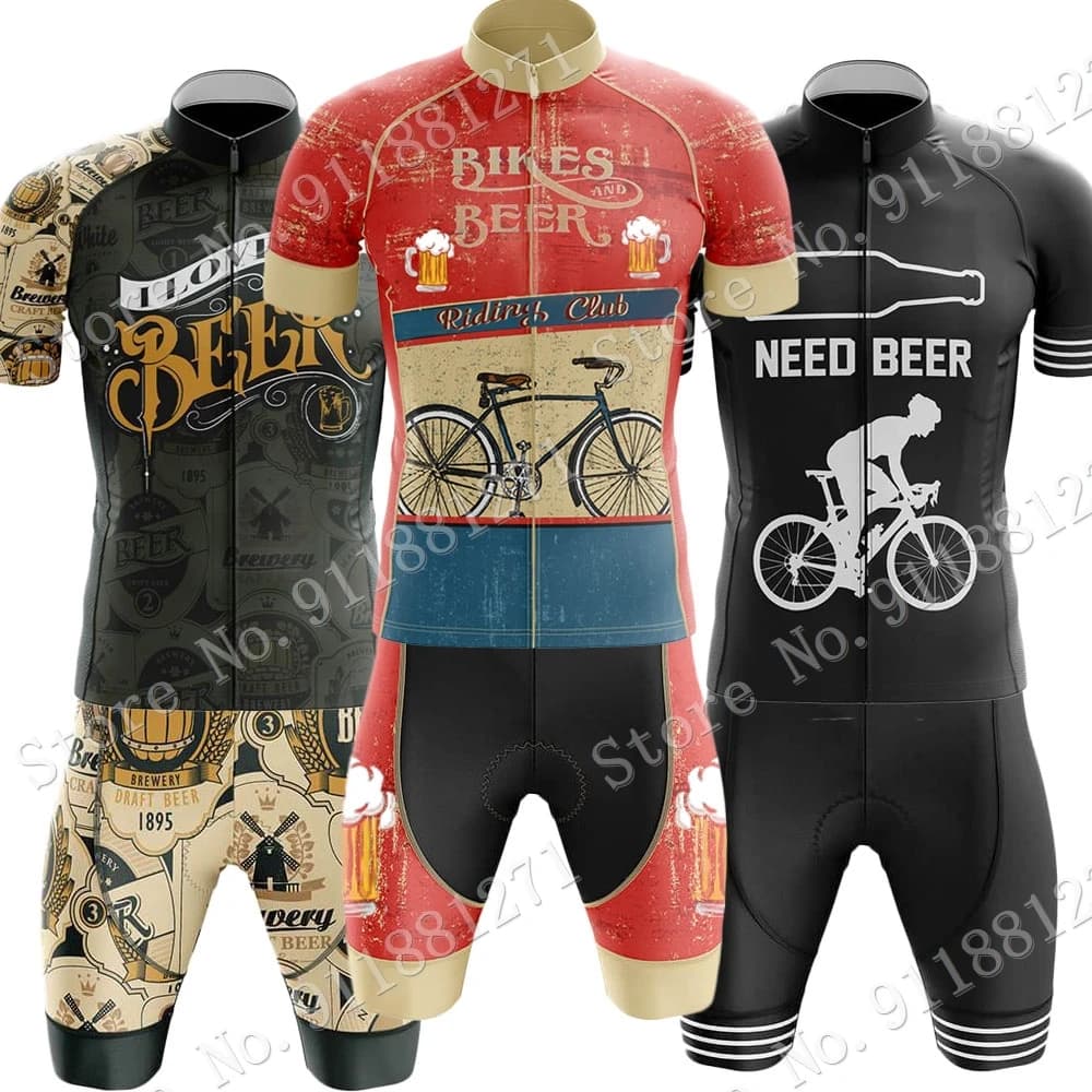 Suit Drink Beer 2024 Cycling Jersey Set Horse Riding Club Cycling Clothing Summer Road Bike Shirts Cycling Shorts MTB Ropa