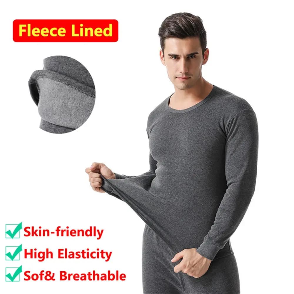 Set di mutande lunghe da uomo foderate in pile caldo per la stagione fredda Set di biancheria intima termica da uomo Set di biancheria intima termica da uomo Set superiore e inferiore