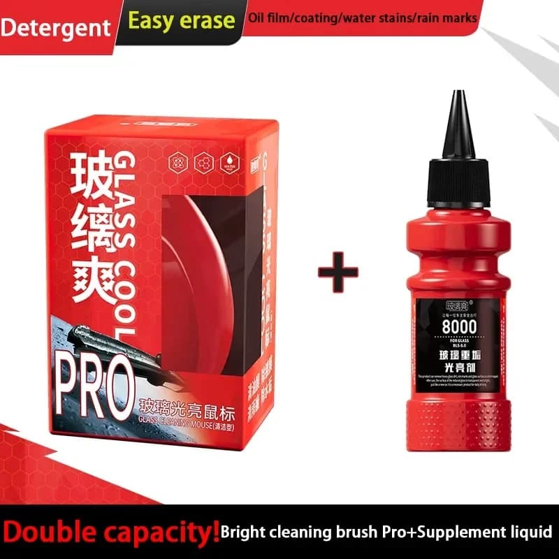 Glass brush refreshing oil film remover, automotive glass bright coating, waterproof and effective cleaning and stain removal