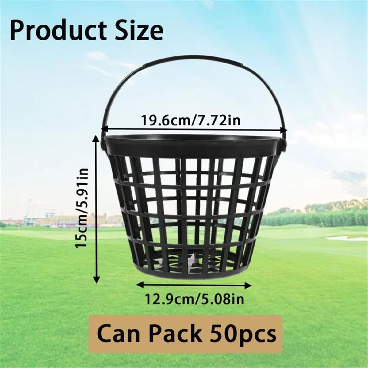 POPULAR-Golf Ball Basket,Golf Balls Container Case,Ball Bucket with Handle,Balls Holder,Can Holds 50 Balls for Stadium Outdoor