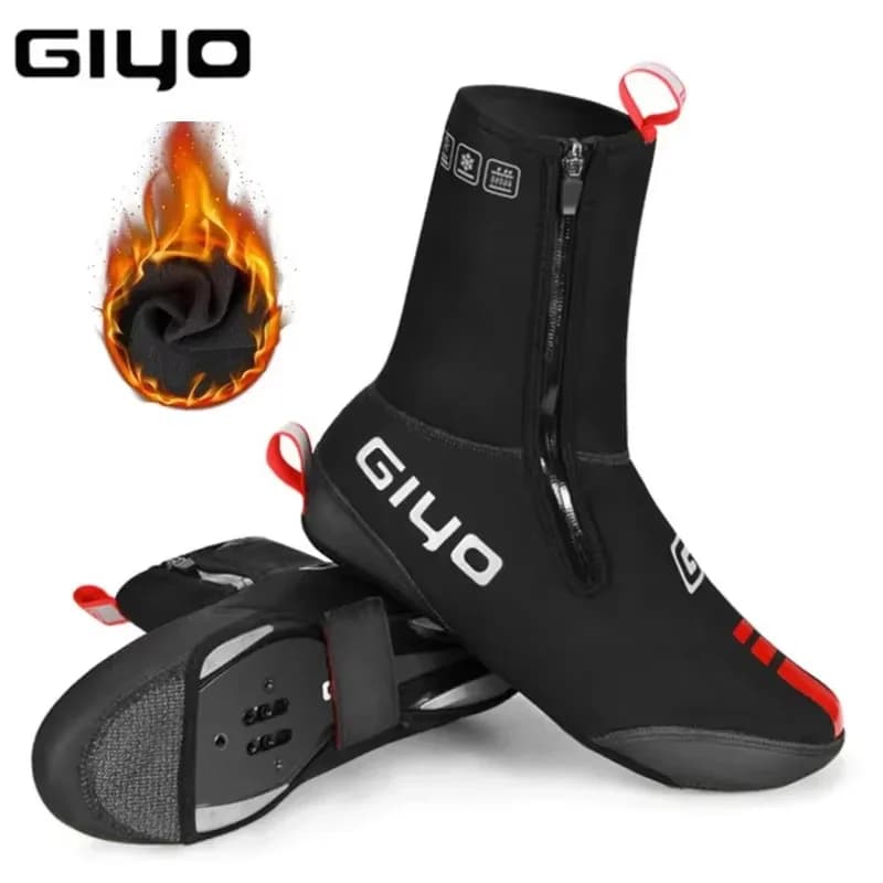 GIYO Mountain and Road Bike Shoe Covers, Thick and Warm Thermal Booties for Winter, Waterproof and Reflective