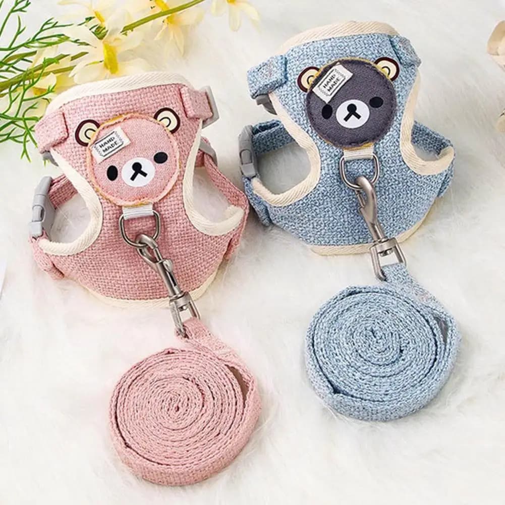 Bella piccola pettorina gilet pettorale guinzaglio per cani corda di trazione cane da passeggio gatto coniglietto gilet imbracatura collare barboncino guinzaglio accessori per cani