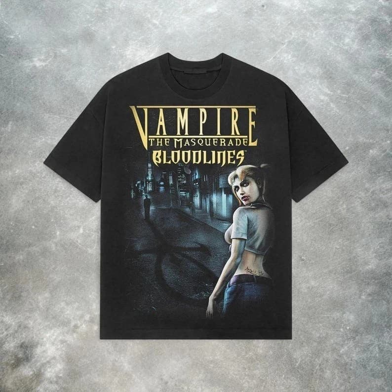 T-shirt estiva da uomo in puro cotone vintage Vampire The Masquerade Bloodlines, ampia e traspirante, adatta per l'uso quotidiano