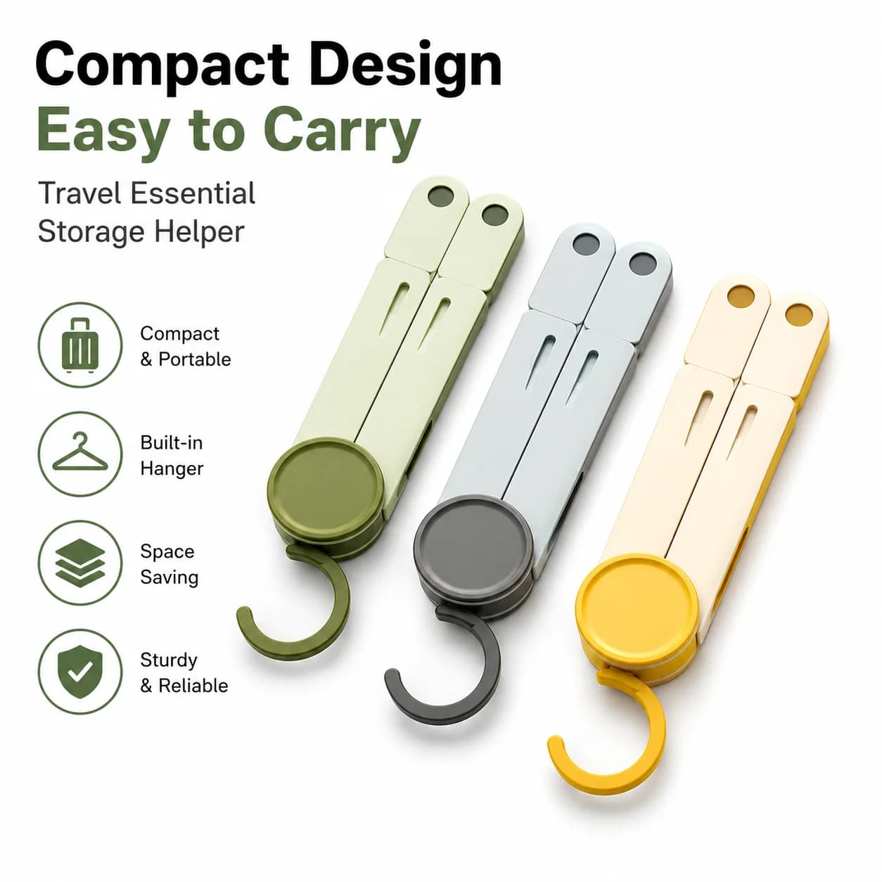 Compact Portable Foldable Travel Hanger - Collapsible Clothes Laundry Hanger for Business Trip Camping Home Closet Organization