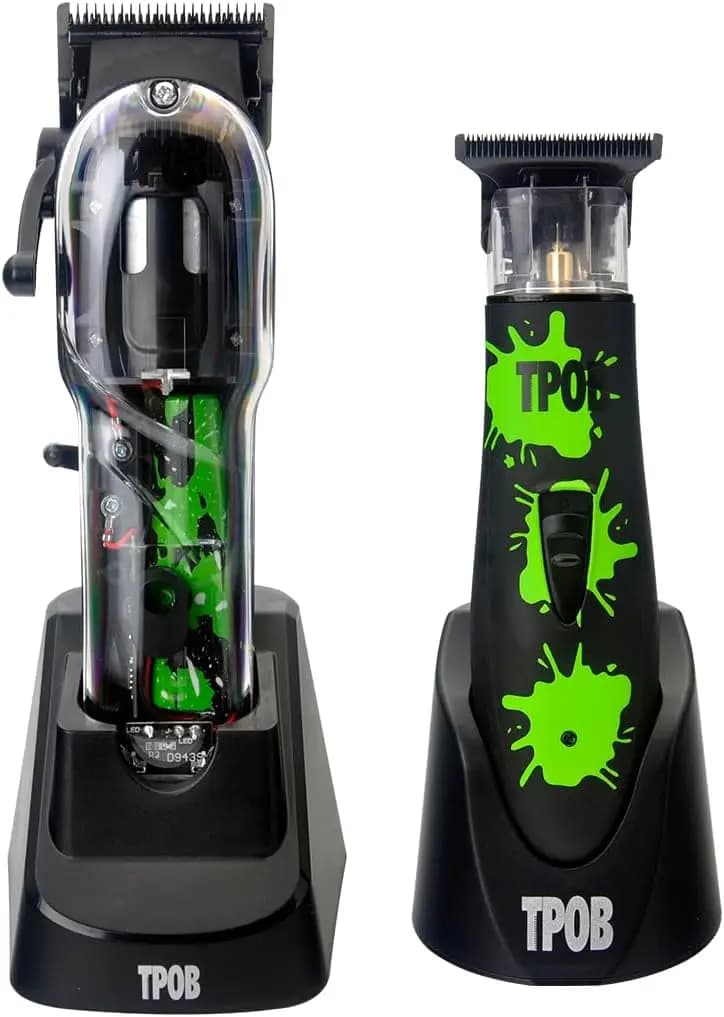 Set Professionale di Tosatrici e Rifinitori per Capelli con 6 Pettini Magnetici, Motore da 6800 RPM, Lama per Sfumature