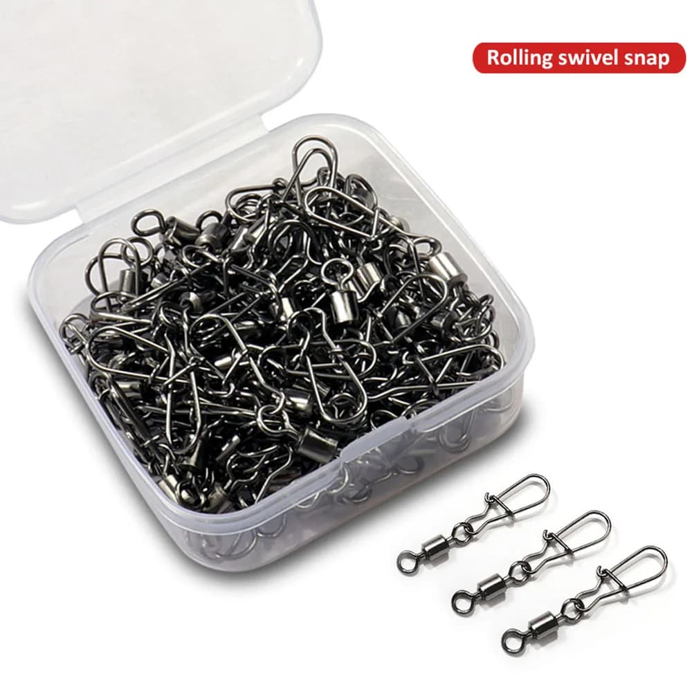 100 pcs/box Snap Pin Rolling Ring Fishing Equipment Buckle Box Hook Kit Cable Connector Wheel Bearing Fishing 35 -100 pcs Gear
