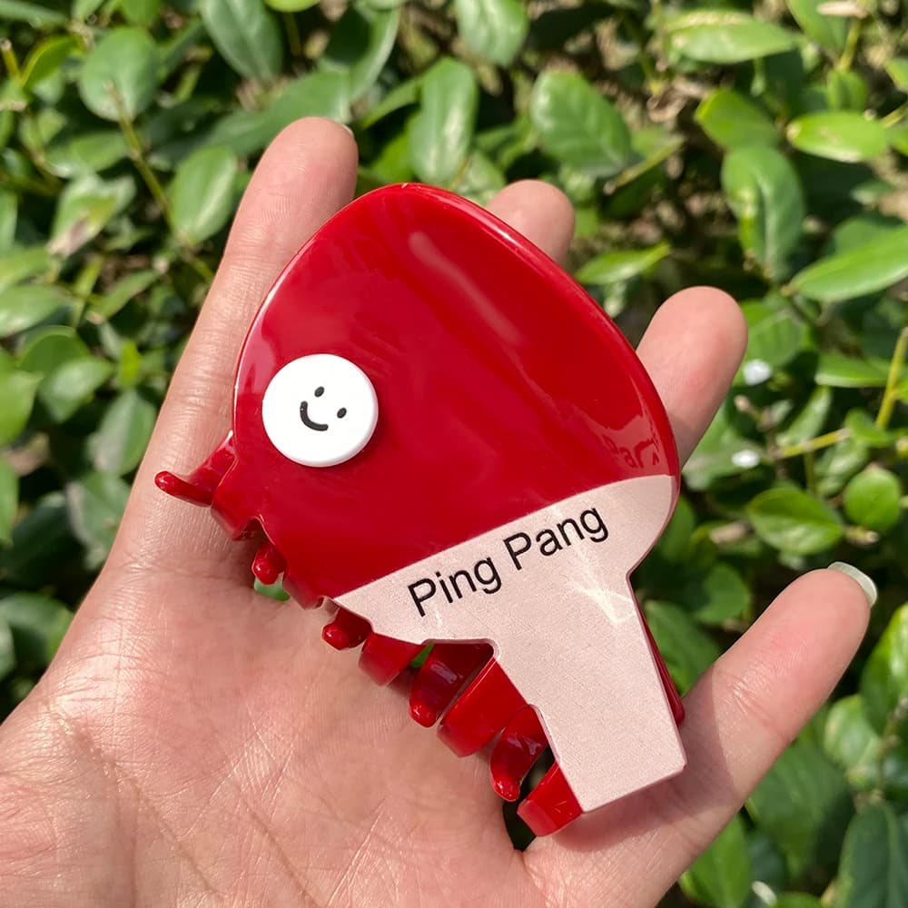 Dolce rosso racchetta da ping pong granchio clip di capelli artiglio per le donne ragazze nuovo squalo coda di cavallo morsetto tornante accessori per capelli strumento regali