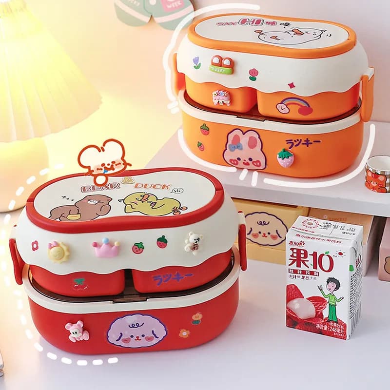 Contenitore per il pranzo antibatterico e antimuffa al 99%, con doppio scomparto, adatto al microonde, portatile, sigillato e a prova di perdite.