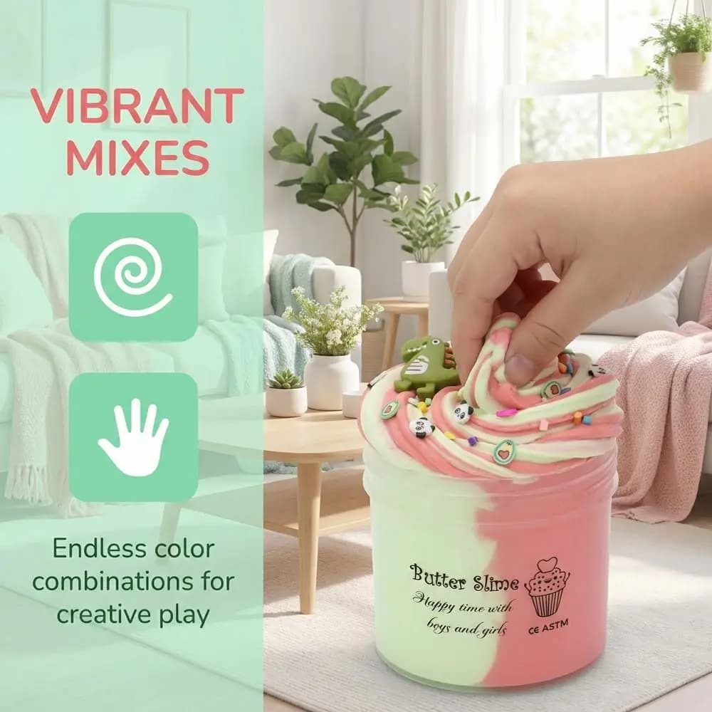 Kit Creativo per la Creazione di Slime Burroso e Soffice, Slime Cristallino Sicuro e Non Tossico, Slime Tartaruga, Regalo