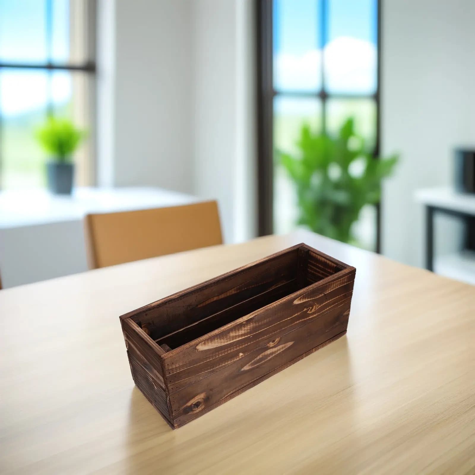 Planter Rectangular Large in Wood for Exterior, Garden Vase for Balconies, Container for Aromatic and Succulent Plants, Wood Vase