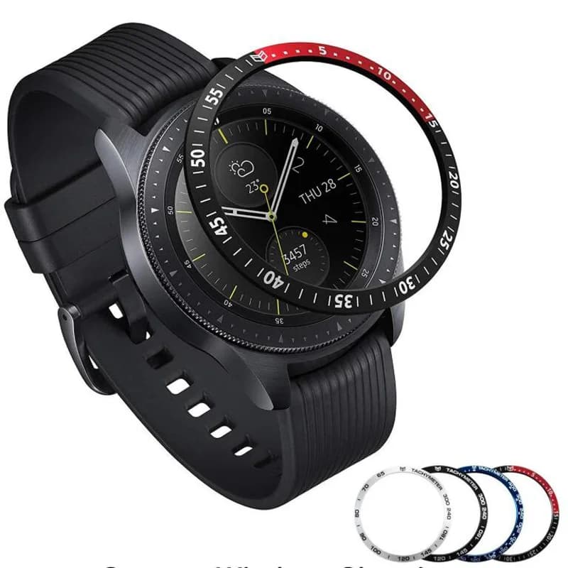 Custodia protettiva per schermo in vetro con anello con castone in metallo per Samsung Gear S3 Galaxy Watch 4 Classic 42mm Huawei GT2 Honor Magic 2 46mm