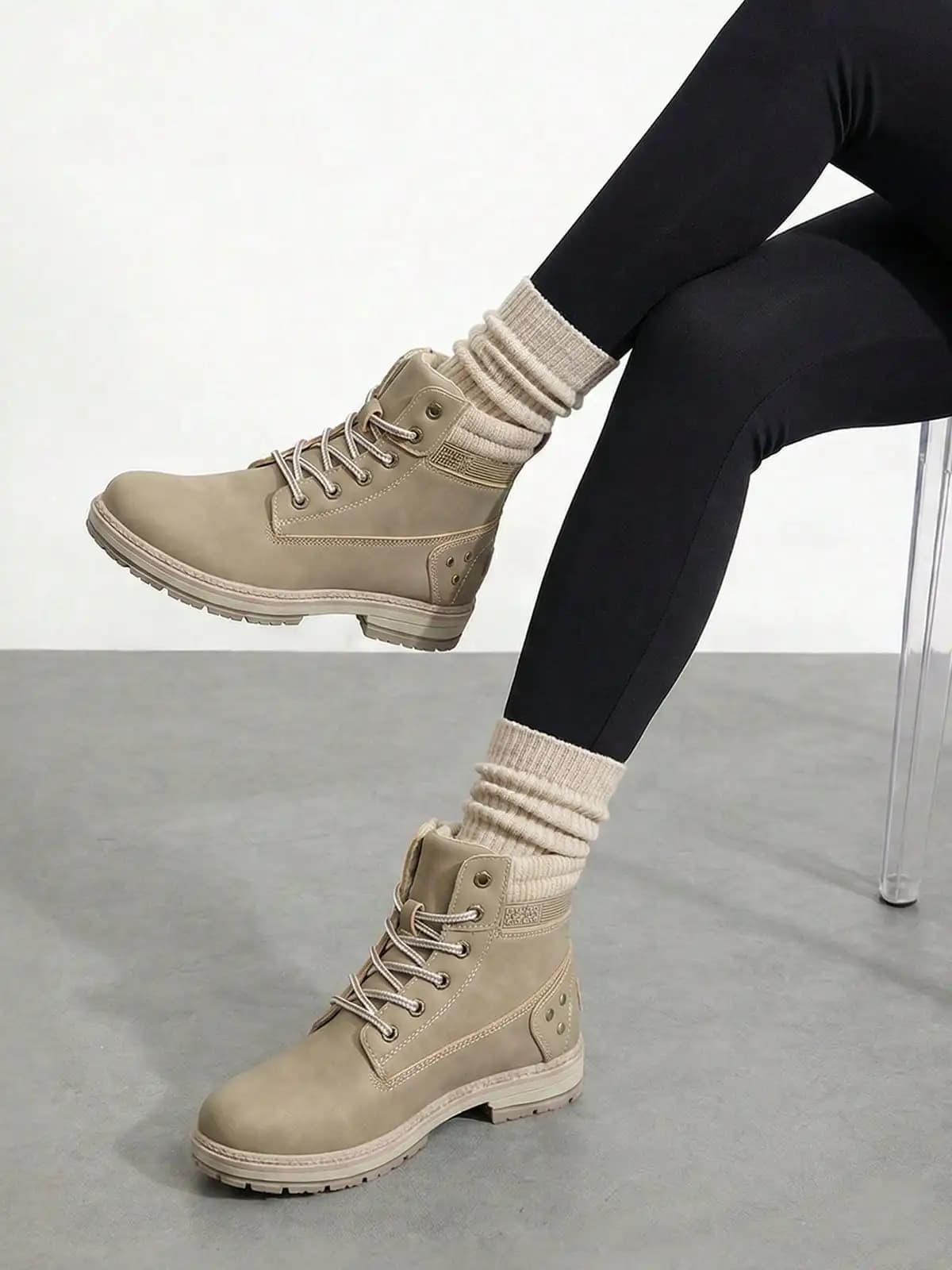 Athlefit Women's Hiking Boots Waterproof Lightweight Outdoor Combat Boots Lace Up Low Heel Booties Ankle Boots sx2412173147670803