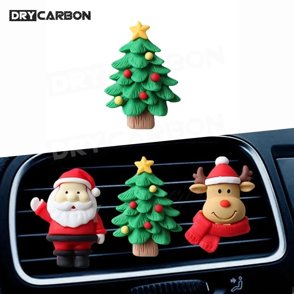 Clip per presa d'aria natalizia Deodoranti Clip per presa d'aria Babbo Natale Pupazzo di neve Clip per presa d'aria per albero di Natale per regalo di decorazioni per auto di Natale