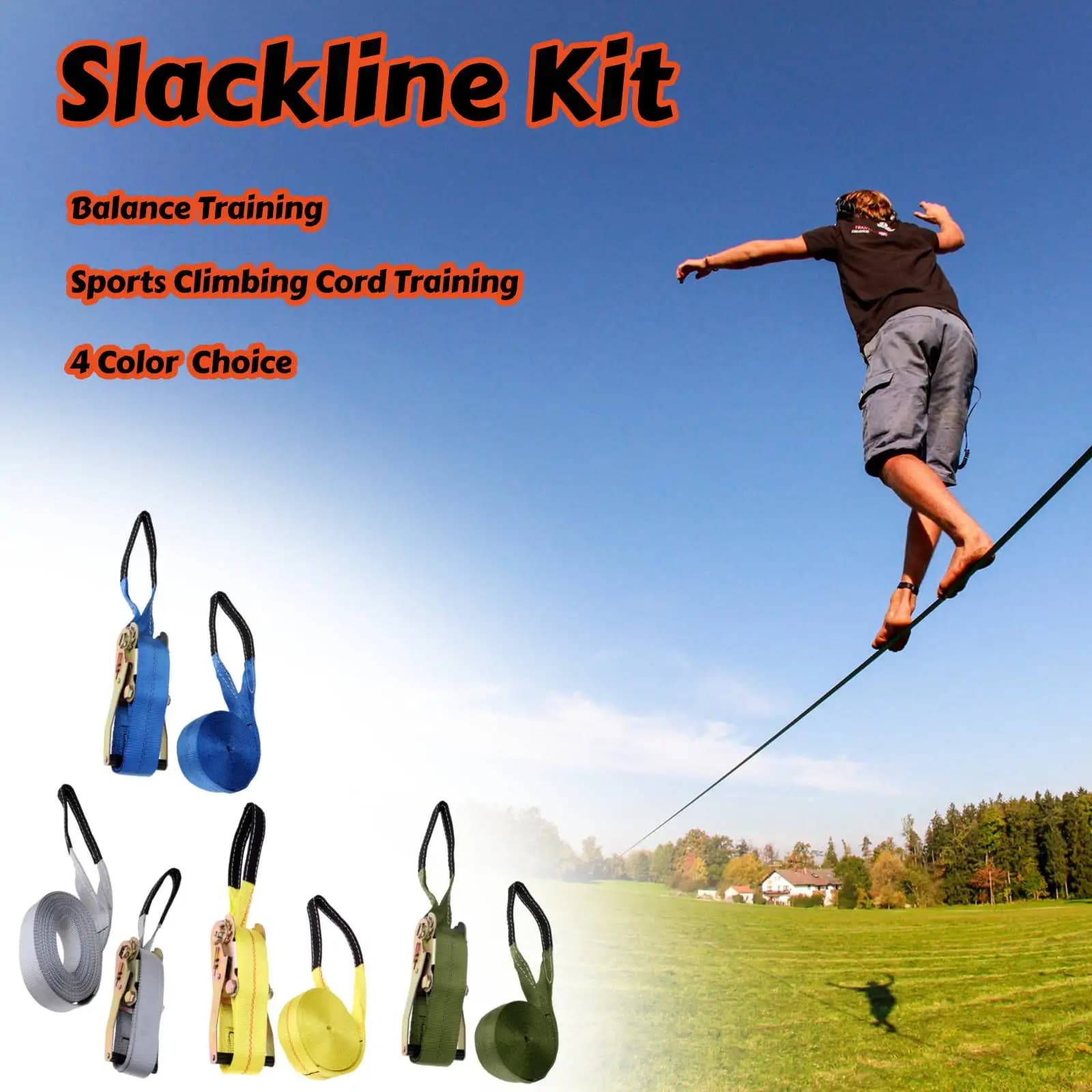 Slack Line Kit Close Corda Balance Training Sport Climbing Cable Slacklines Balance Band Training Exercise Yoga