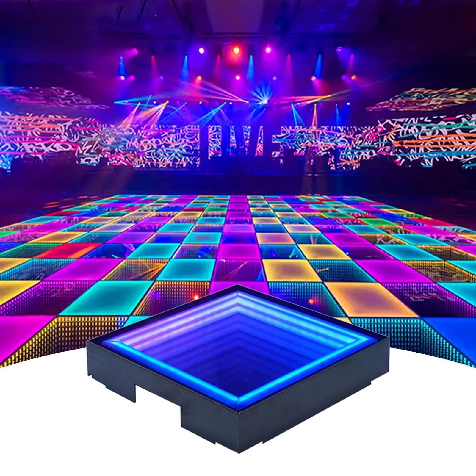 Luci per effetti scenici per piastrelle a LED per pista da ballo Luci professionali per pavimenti a specchio 3D RGB per pannelli scenici per feste di nozze DJ Disco Club