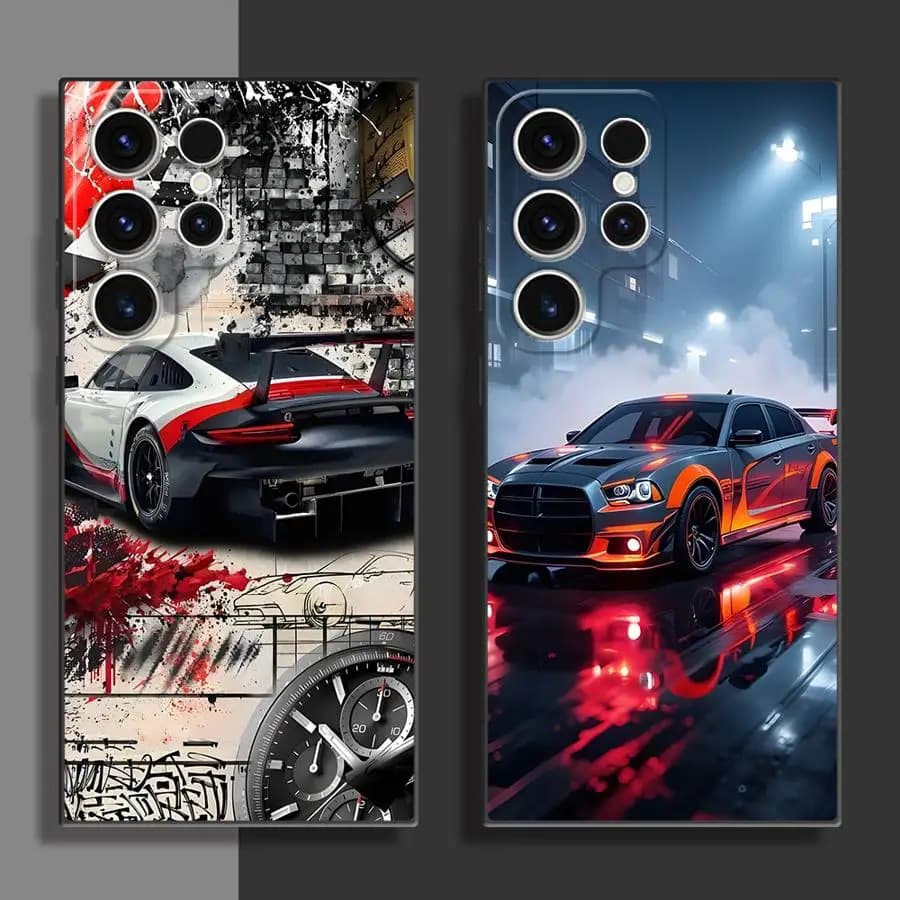 Nice and cool car case for Samsung Galaxy S21 FE S23 Ultra S20 S25 Edge S24 Plus Soft black cover for phone