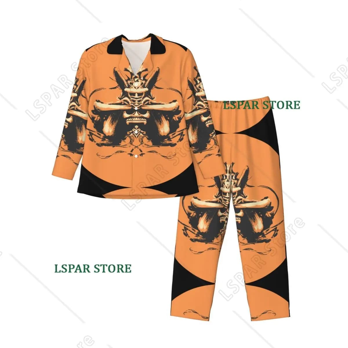 Samurai Long-sleeved Trousers Pajamas for Men Autumn and Winter Homewear Sleepwear Sets