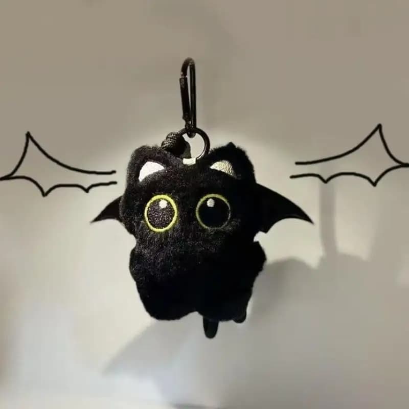 Morbido portachiavi per bambola di peluche con gatto nero, piccolo ornamento per zaino con gattino cartone animato, regalo di compleanno unico per ragazzi e ragazze
