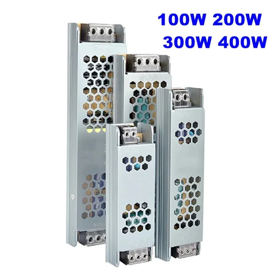 DC12V 24V Trasformatore di illuminazione Adattatore di alimentazione 5A 12A Ultra sottile LED Strip Switch Driver Lampada 100W 200W 300W 400W Alimentazione
