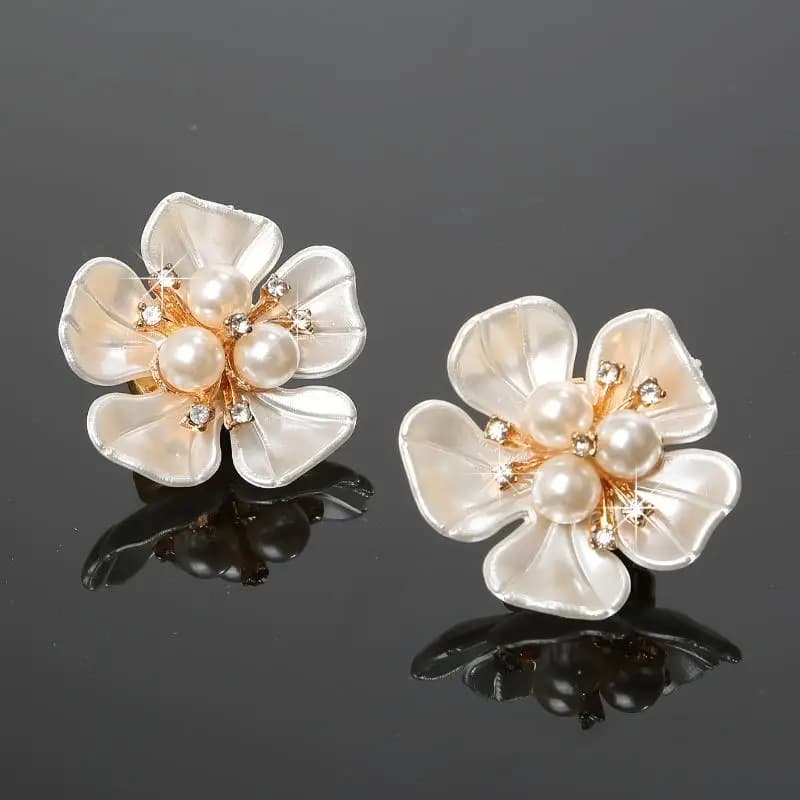 Button cover women's dress shirt making DIY pearl flower button cover rhinestone decorative clip detachable cufflinks