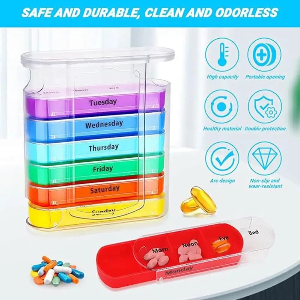 7 Days Monthly Weekly Tablet Holder Storage Container Splitter Case for Pharmacy Pills