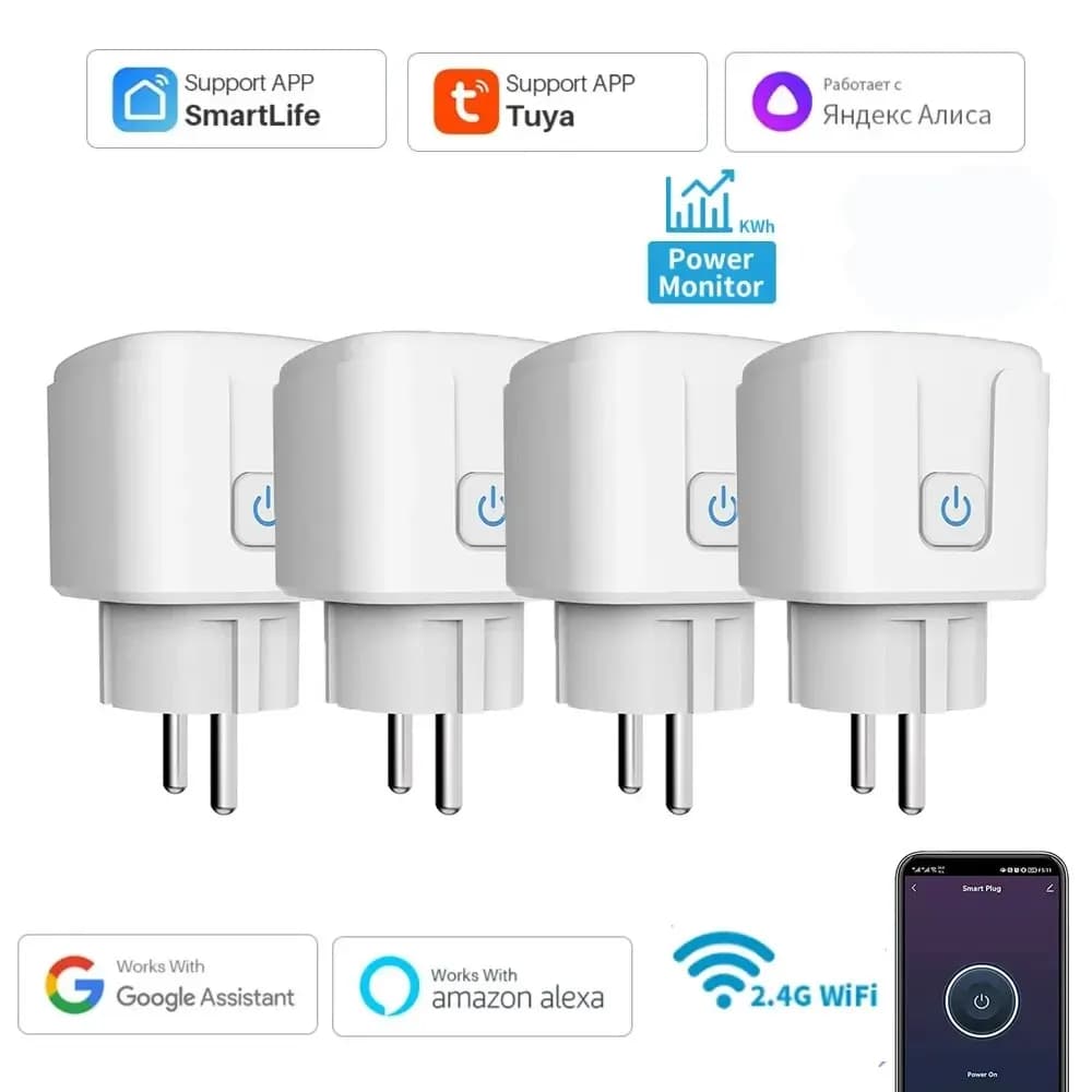 Smart EU WiFi 20A EU socket EU remote control timer power monitor Voice support Google Home Alexa