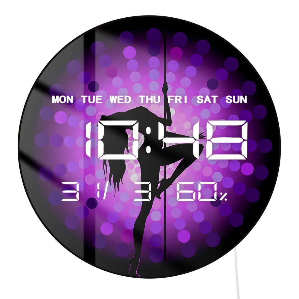 Dancing Girl Digital wall clock for dance studio Ruba Tube Dancer Silhouette Wall and desk digital clock