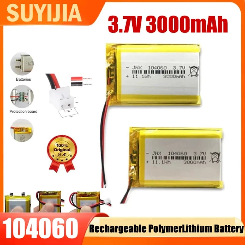 SUYIJIA 104060 Batteria ricaricabile ai polimeri di litio da 3,7 V 3000 mAh PER fotocamera Navigatore GPS MP5 DVR Lettore altoparlante Bluetooth