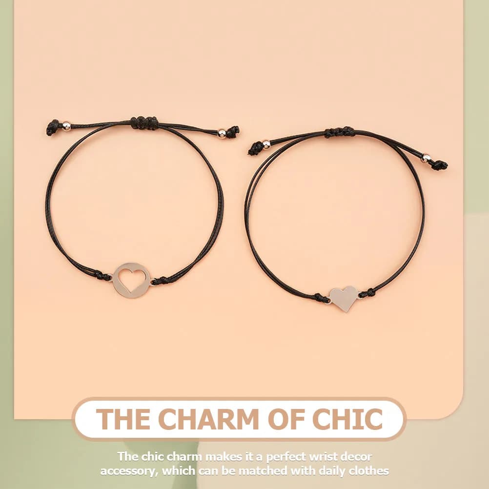 Set di Braccialetti Regolabili a Forma di Cuore, Regalo per il Ritorno a Scuola, Charm in Acciaio Inox per Madre e Figlia