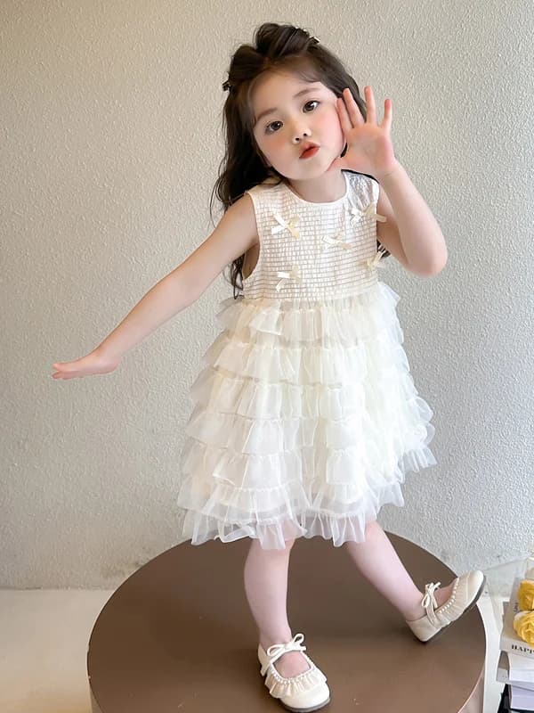 Gonna Estiva in Tulle con Nodo per Bambine, Stile Principessa, Leggera e Morbida, Ideale per il Quotidiano, in Altri Materiali