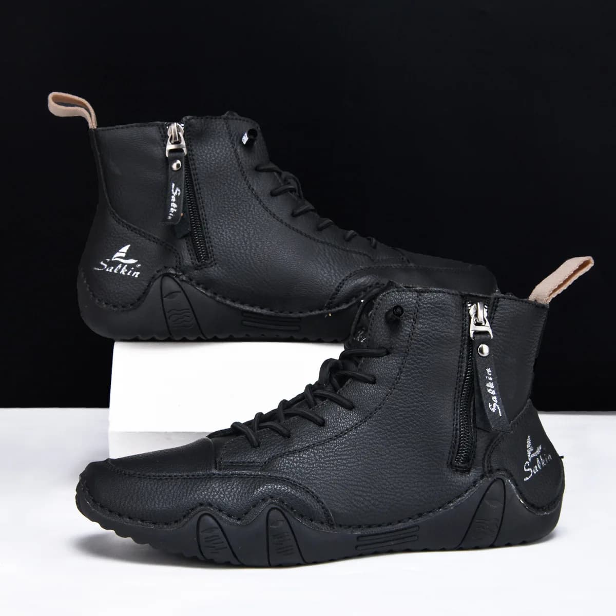 New 2026 Handmade Men's Ankle Boots Design Sneakers Man Outdoor Casual Leather Men Shoes Ankle Boots Fall Breathable Big Size 48
