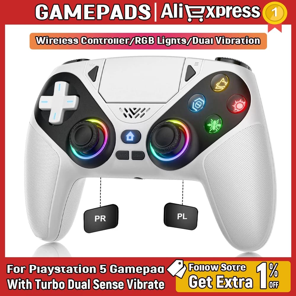 Per controller PS5 Wireless Per accessori PS5 Controller console per Turbo Dual Sense Vibrazione Programmazione Gamepad per PC Bluetooth