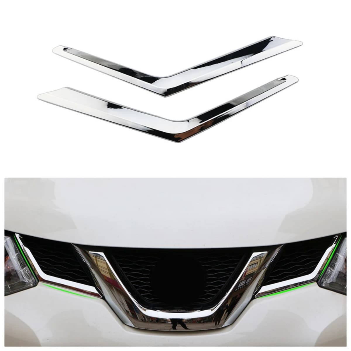 Auto ABS Cromato Griglia Anteriore Decorazione Copertura Trim Griglie Adesivi per Nissan X-trail XTrail T32 Rogue 2014-2020 Accessori