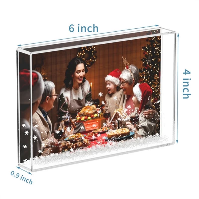 Cornice per foto con fiocco di neve in plastica vuota per sublimazione Cornice per foto liquida a trasferimento termico Stampa in foglio di alluminio Regalo di Natale