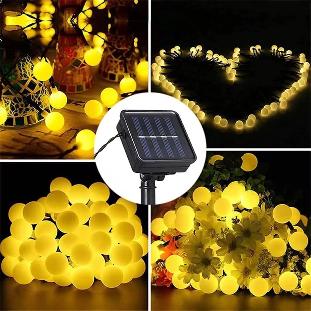 Luci da fata a globo di cristallo impermeabili per esterni Luci a stringa solare per decorazioni da campeggio per feste di Natale da giardino 200 LED