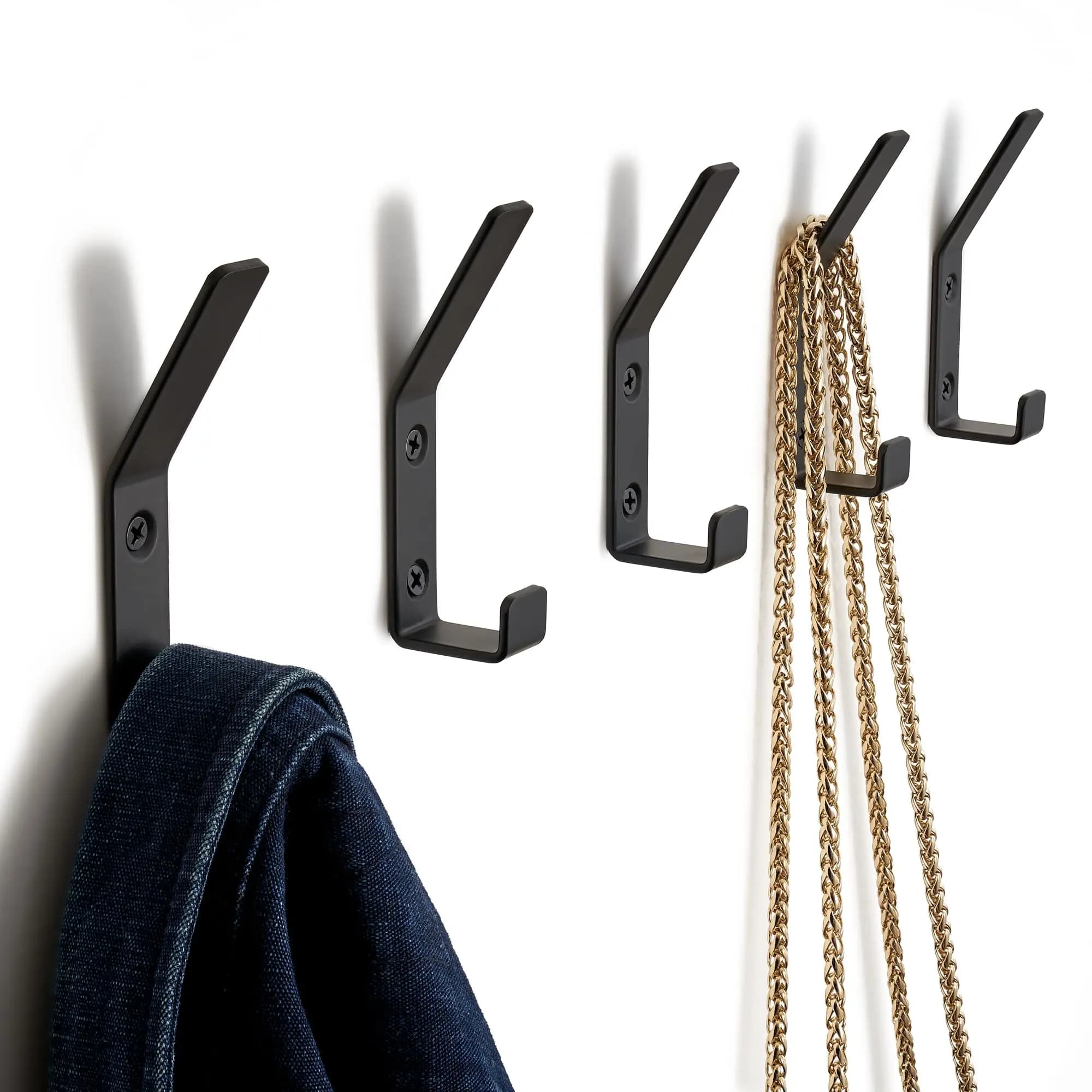 3/5Pcs Wall Robe Hook Multi-purpose Double Hook for Clothes Towel Coat Hanger Key Holder Kitchen Bathroom Storage Accessories