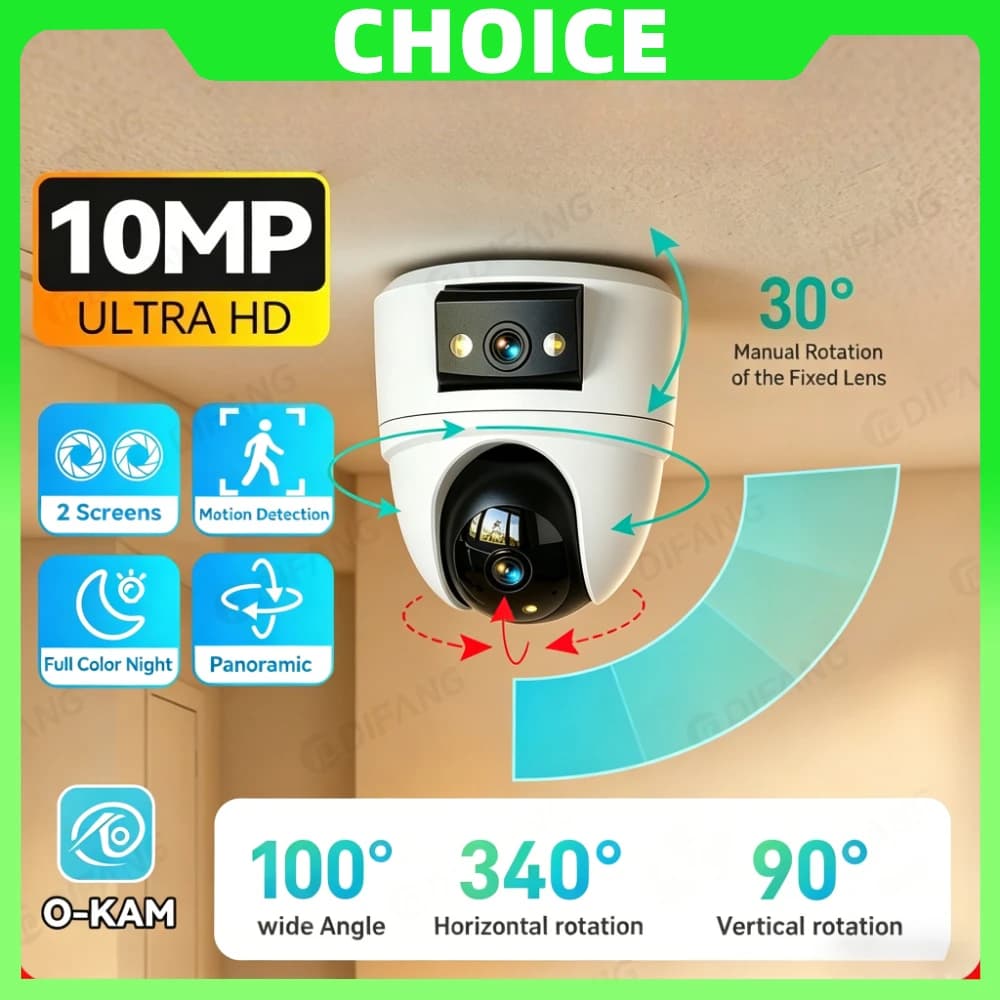 Telecamera per Animali Domestici 4K WiFi con Visione Notturna, Audio Bidirezionale, Doppia Lente 10MP per Sicurezza Domestica