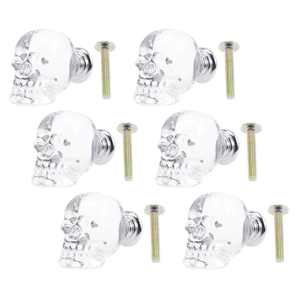 6 Set di Maniglie per Mobili in Vetro Cristallo a Forma di Teschio, Pomelli per Cassetti, Maniglie per Armadi, Credenze e Mobili da Cucina