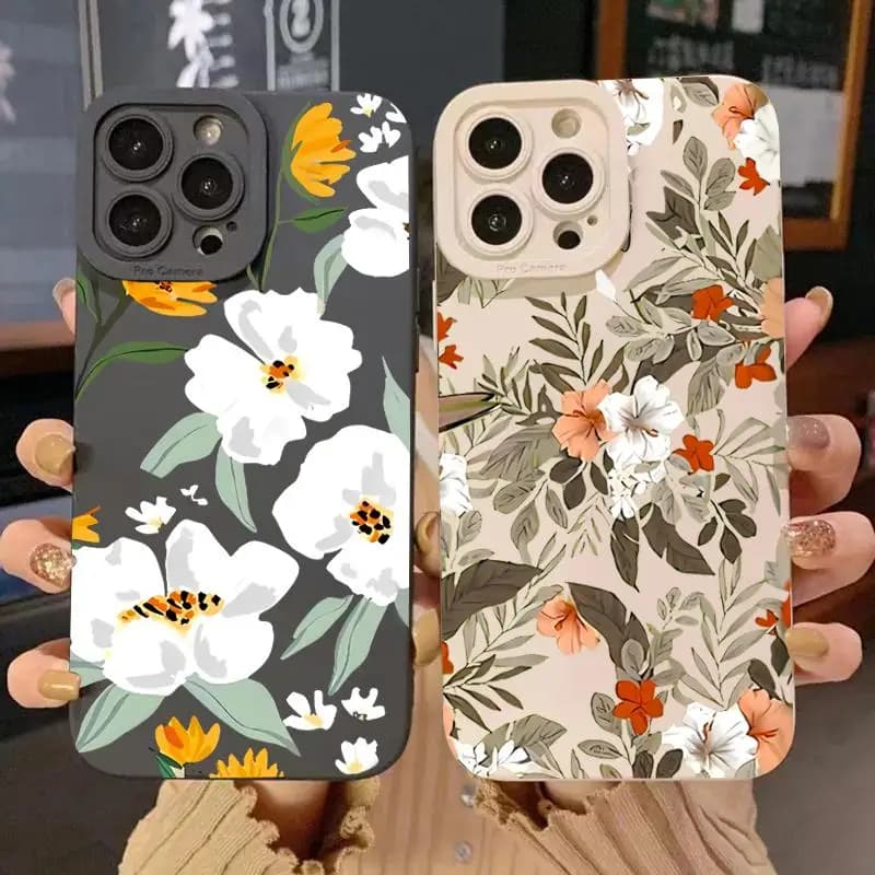 Custodia per telefono fiore floreale di lusso per IPhone 16 Pro Max 15 Pro 14Plus 13 12 Custodia protettiva per telefono in TPU morbido antiscivolo antiurto