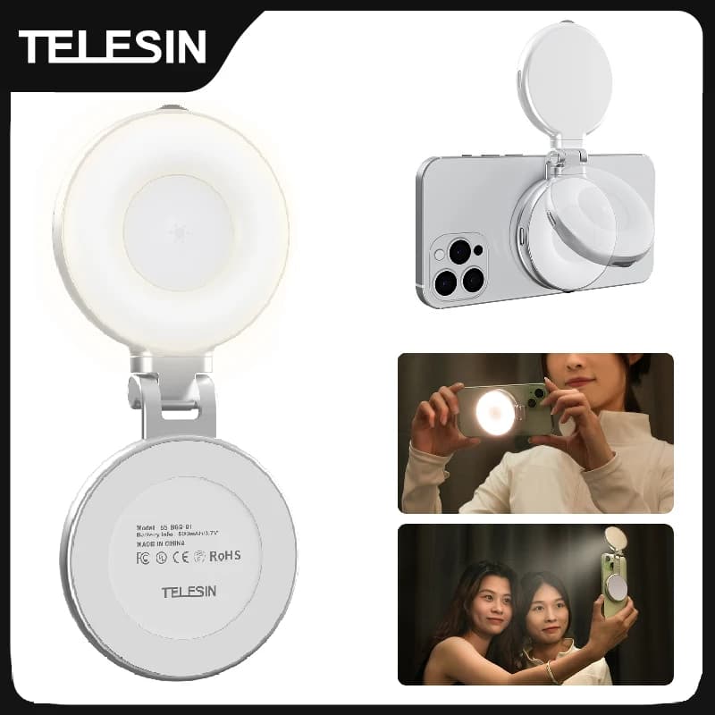TELESIN Magnetic Filling Light Mini Selfie Light 3 Modes Adjustable brightness for Iphone XIAOMI HUAWEI SAMSUNG Phone