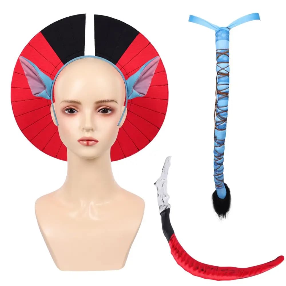 Avatar Varang Cosplay Coda and Ear Hair Band Costume Punches for Role Games Fantasy Dress Up Accessories for Halloween Carnival Costumes