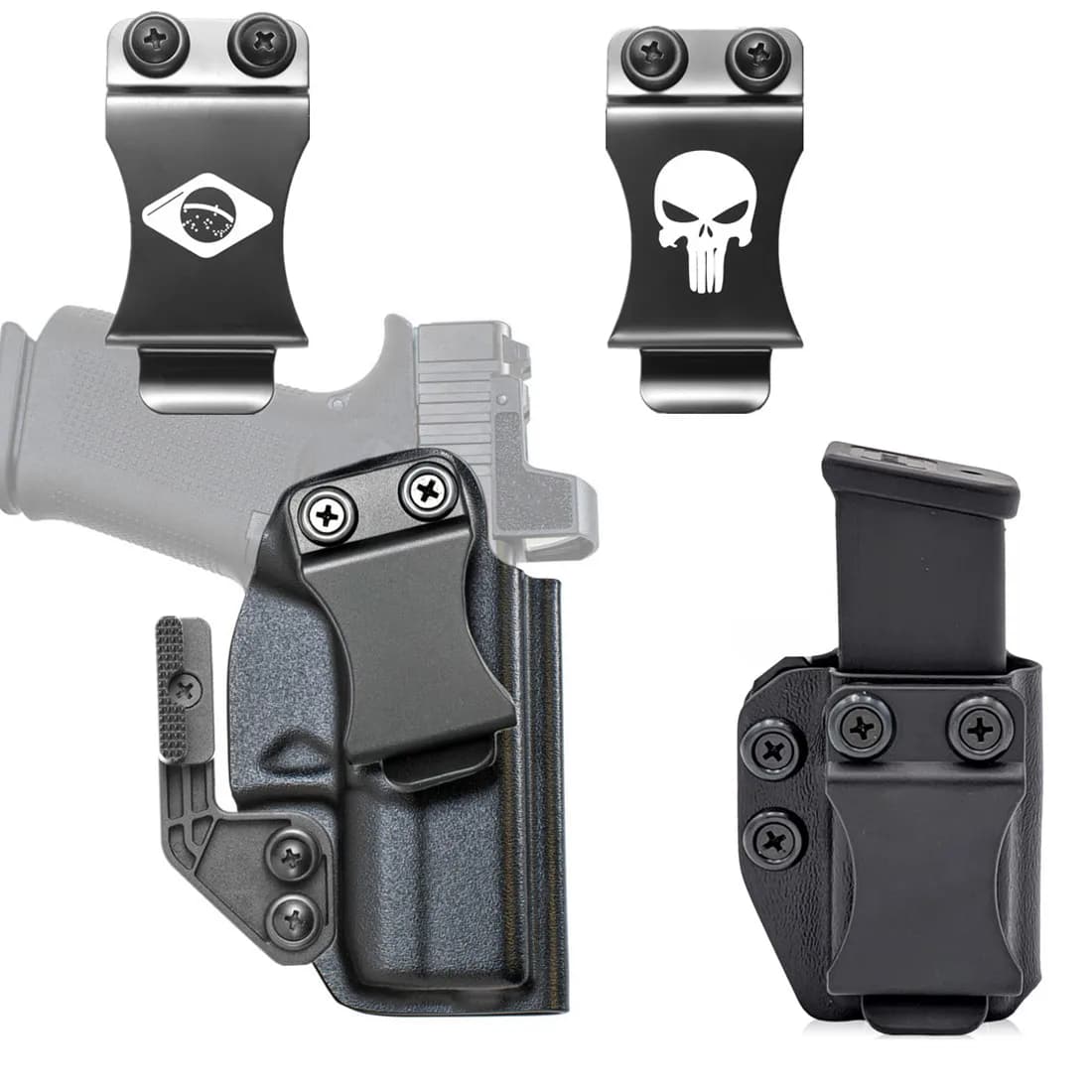 Kydex Inside the belt Fondina Magazine holder for Glock 43 43x Mos Flap Claw Belt Clip Hide Carry Optic Red dot Sight