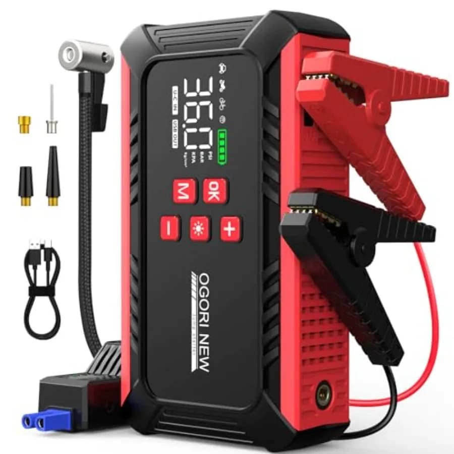 Avviatore di Emergenza 7000A con Compressore d'Aria 21800mAh per Auto, Compatibile con Motori a Benzina/Diesel fino a 16.0L, con Gonfiatore Pneumatici 150PSI e Spegnimento Automatico